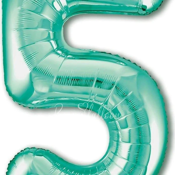 40" Helium foil gloss Biscay green Number 5 balloon