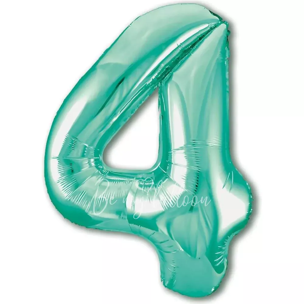 40" Helium foil gloss Biscay green Number 4 balloon