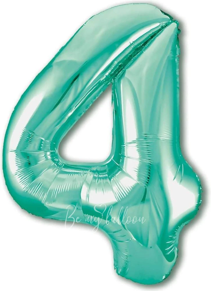 40" Helium foil gloss Biscay green Number 4 balloon