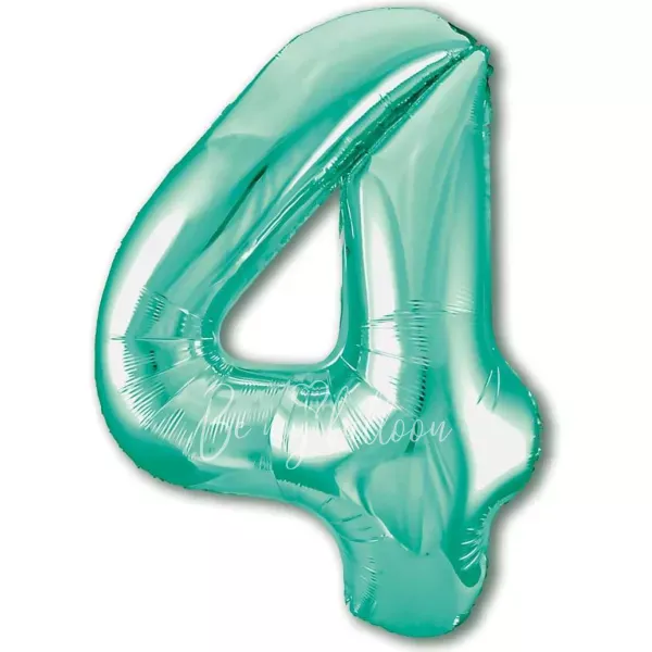 40" Helium foil gloss Biscay green Number 4 balloon