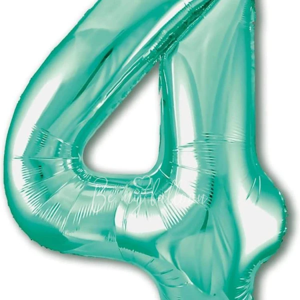 40" Helium foil gloss Biscay green Number 4 balloon
