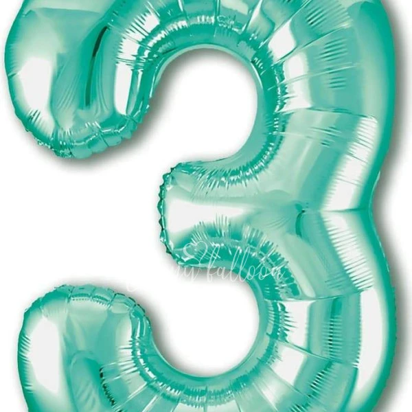 40" Helium foil gloss Biscay green Number 3 balloon