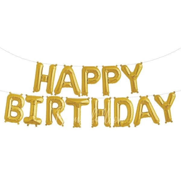 13 balloons - Happy Birthday - Gold