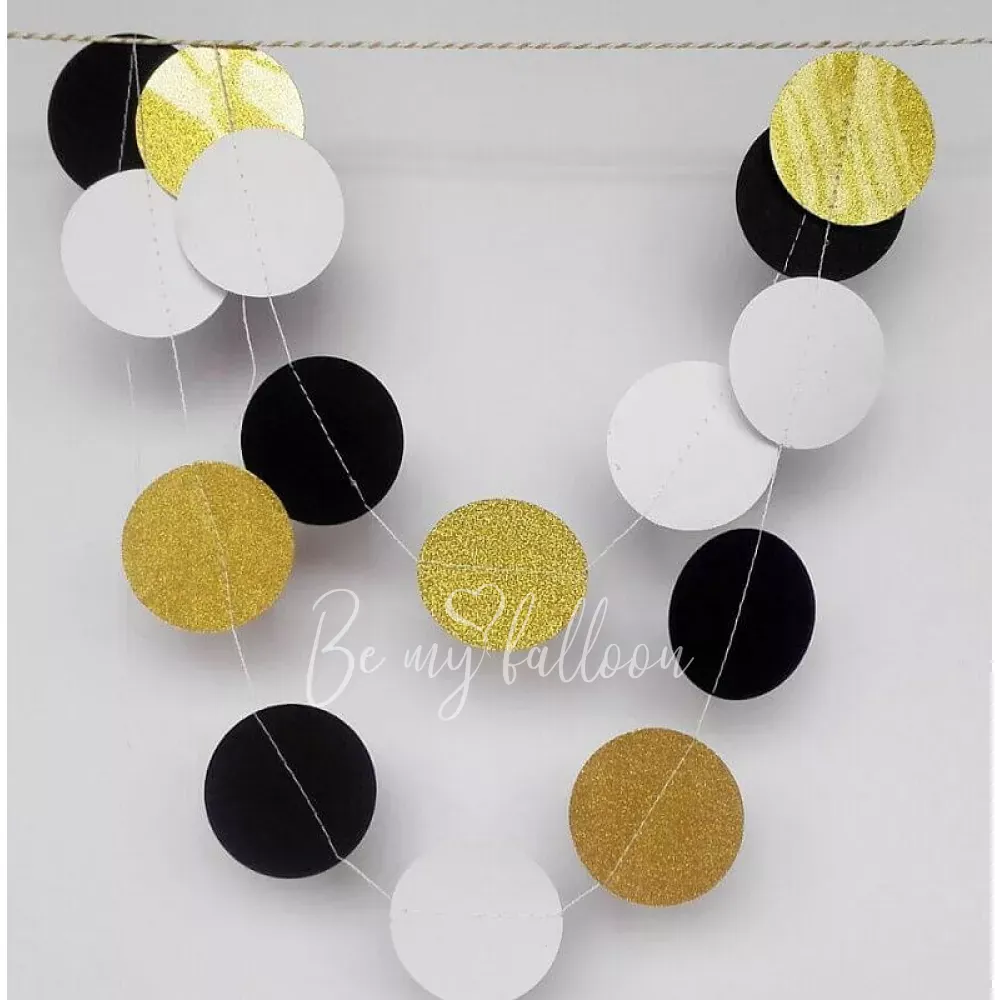 2m Gold Black and White mix rounds garland 