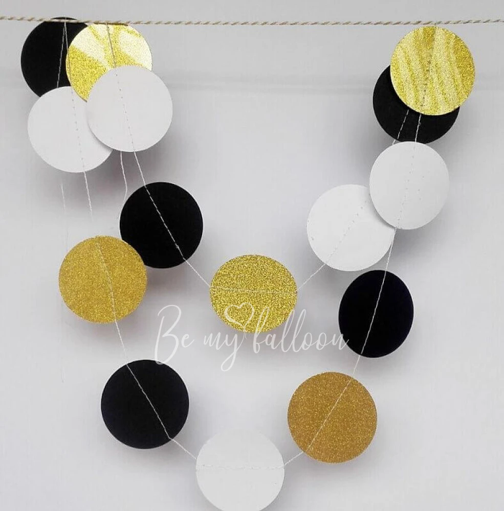 2m Gold Black and White mix rounds garland 