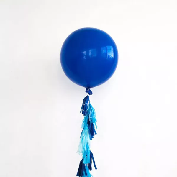 Latex Giant plain fashion balloon with tassels Blue 