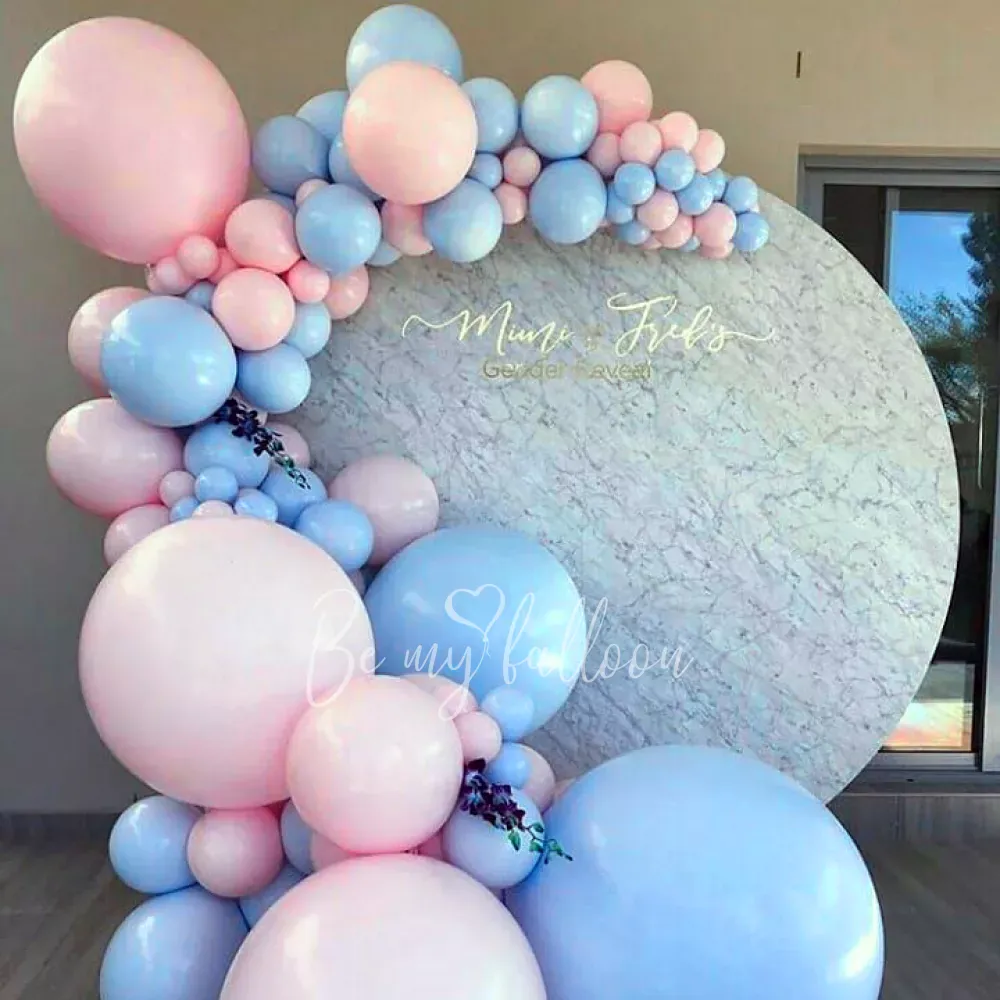 3.5m Gender Reveal Organic Balloon Garland with Backdrop