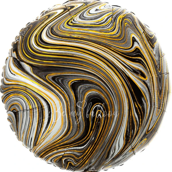 18" Helium foil gloss Marble black Round balloon