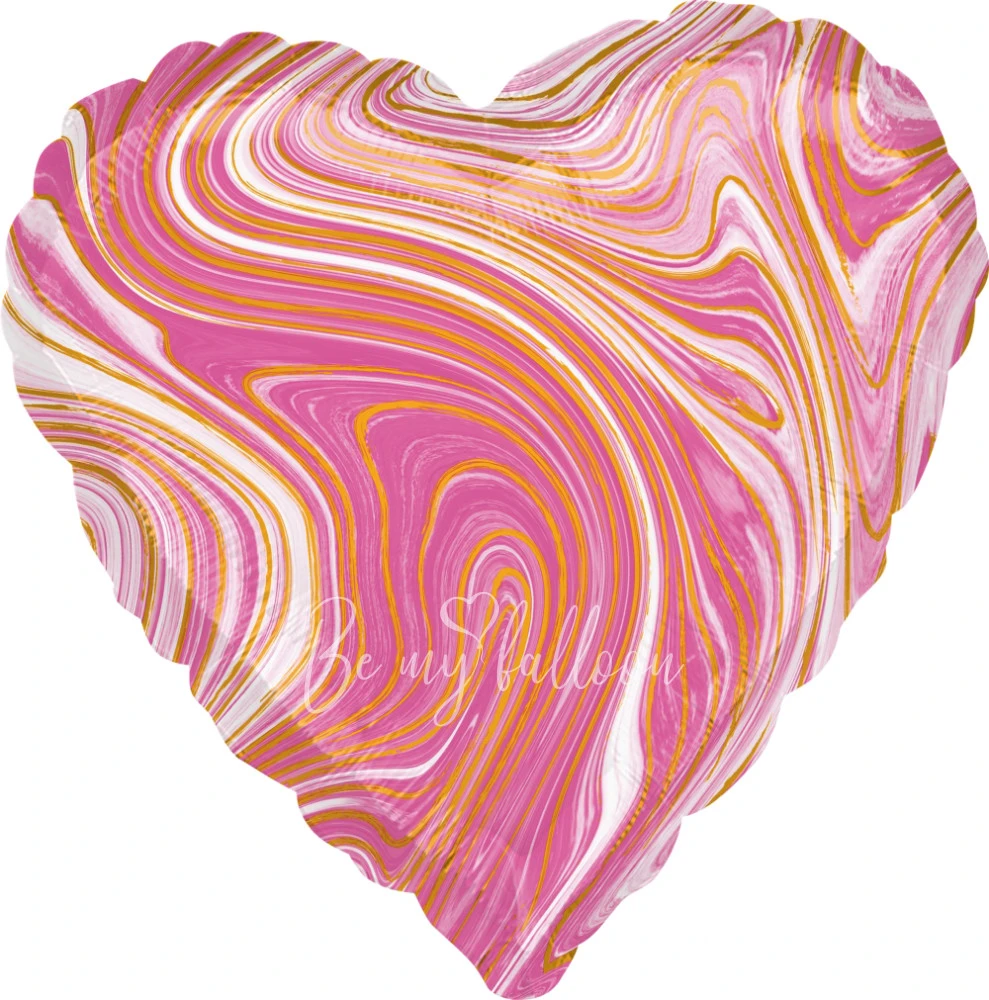 17" Helium foil gloss Marble pink heart balloon 