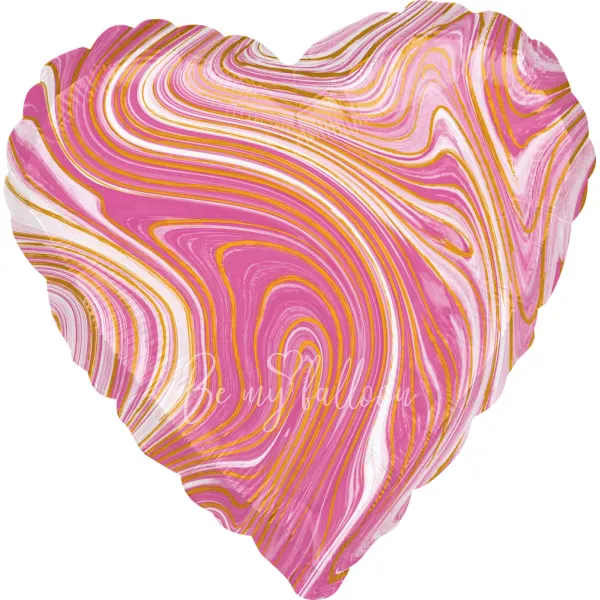17" Helium foil gloss Marble pink heart balloon 
