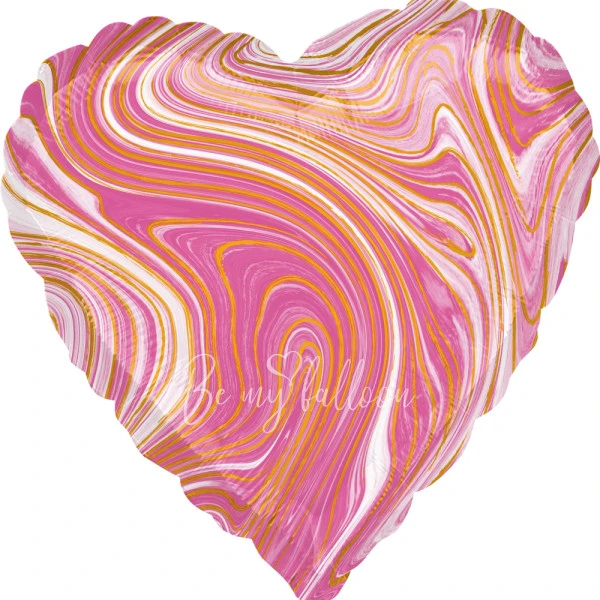 17" Helium foil gloss Marble pink heart balloon 