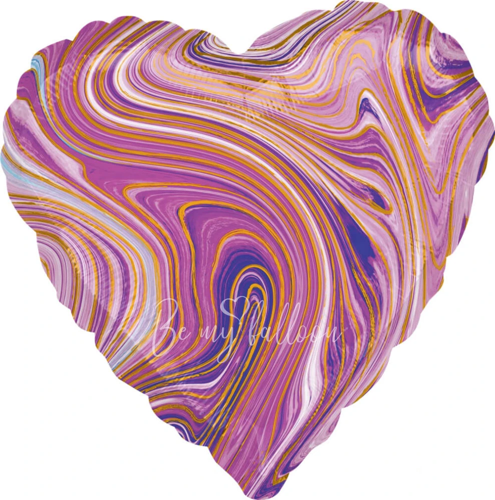17" Helium foil gloss Marble purple heart balloon 