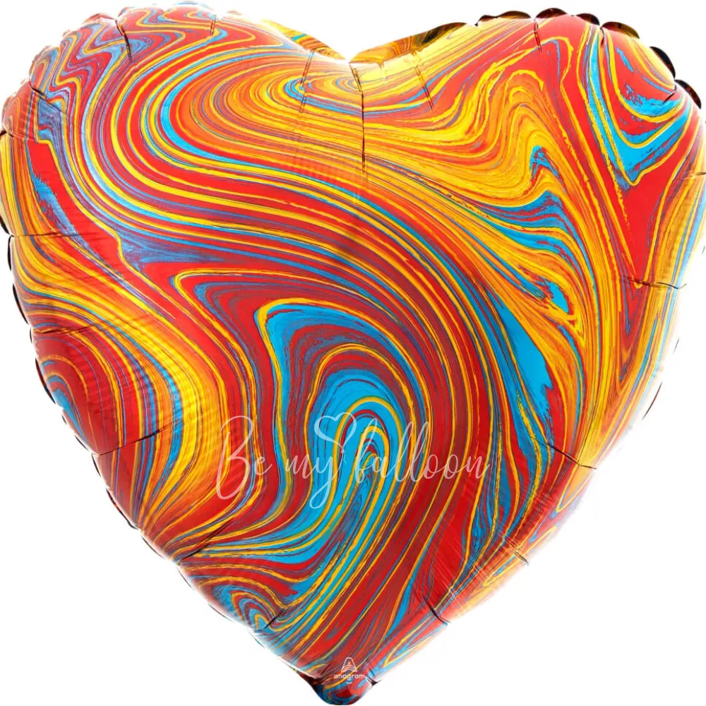 17" Helium foil gloss Marble flame heart balloon 