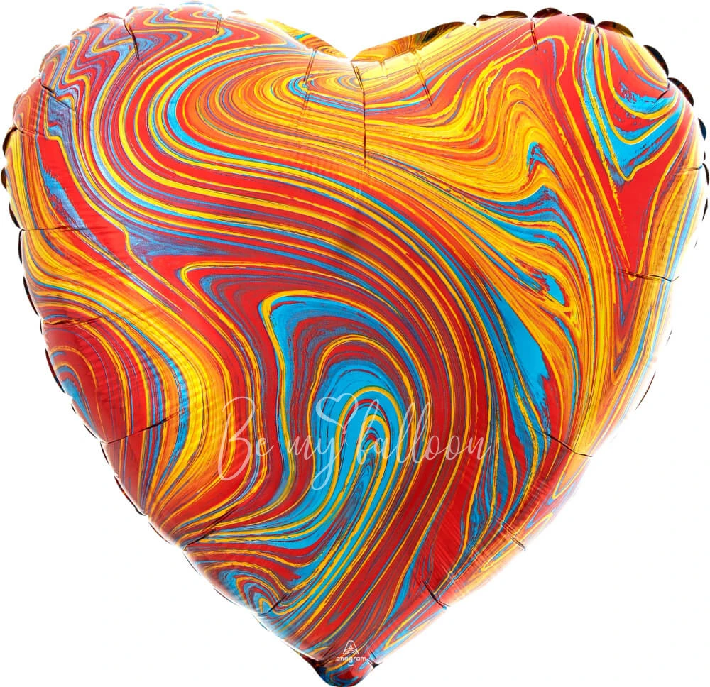 17" Helium foil gloss Marble flame heart balloon 
