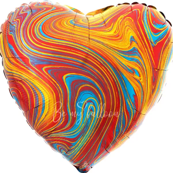 17" Helium foil gloss Marble flame heart balloon 