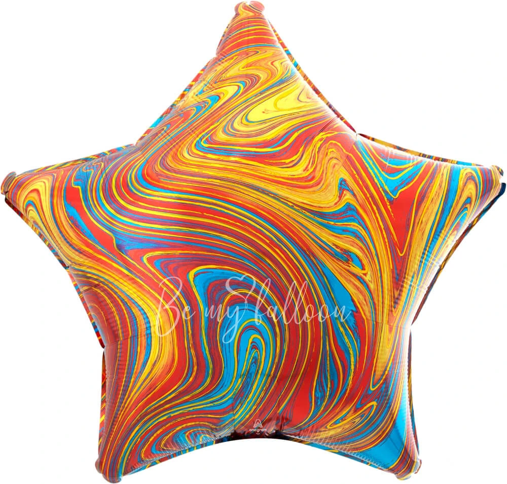 19" Helium foil gloss Marble flame star balloon