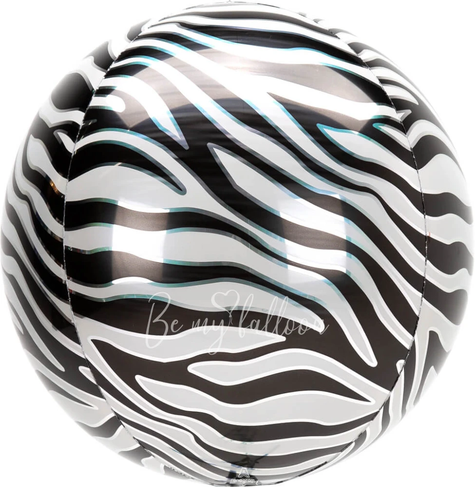16" Helium foil gloss Zebra print 3D Sphere balloon