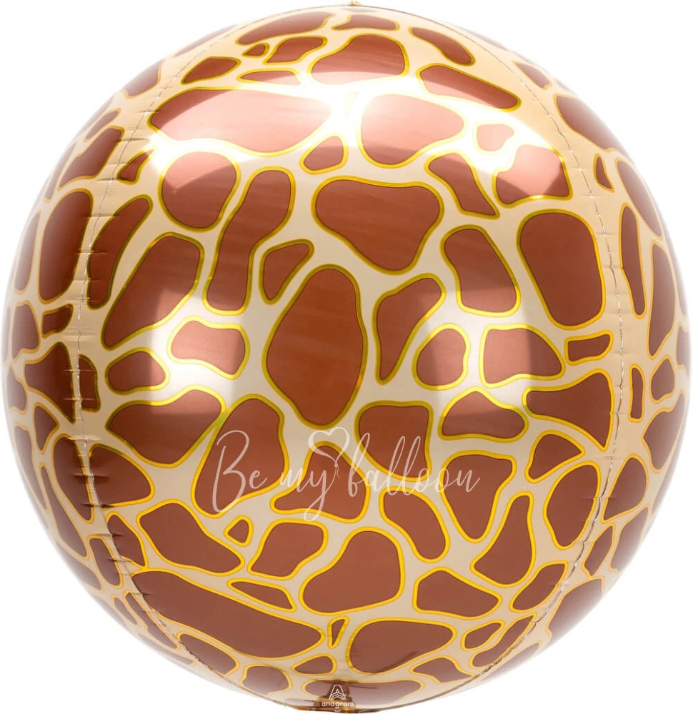 16" Helium foil gloss Giraffe print 3D Sphere balloon