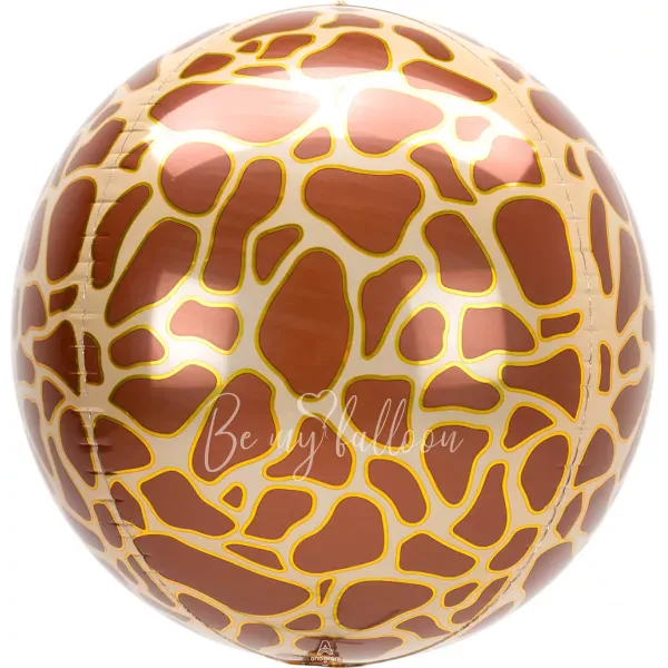 16" Helium foil gloss Giraffe print 3D Sphere balloon