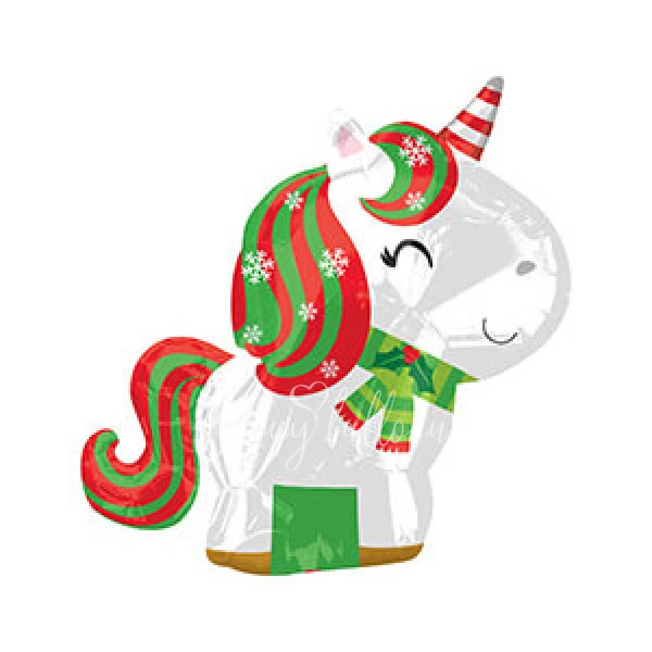 18" Helium foil Snowy Unicorn balloon