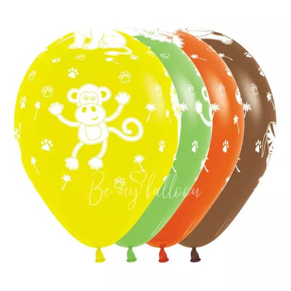 12" Helium latex jungle animals printed balloon