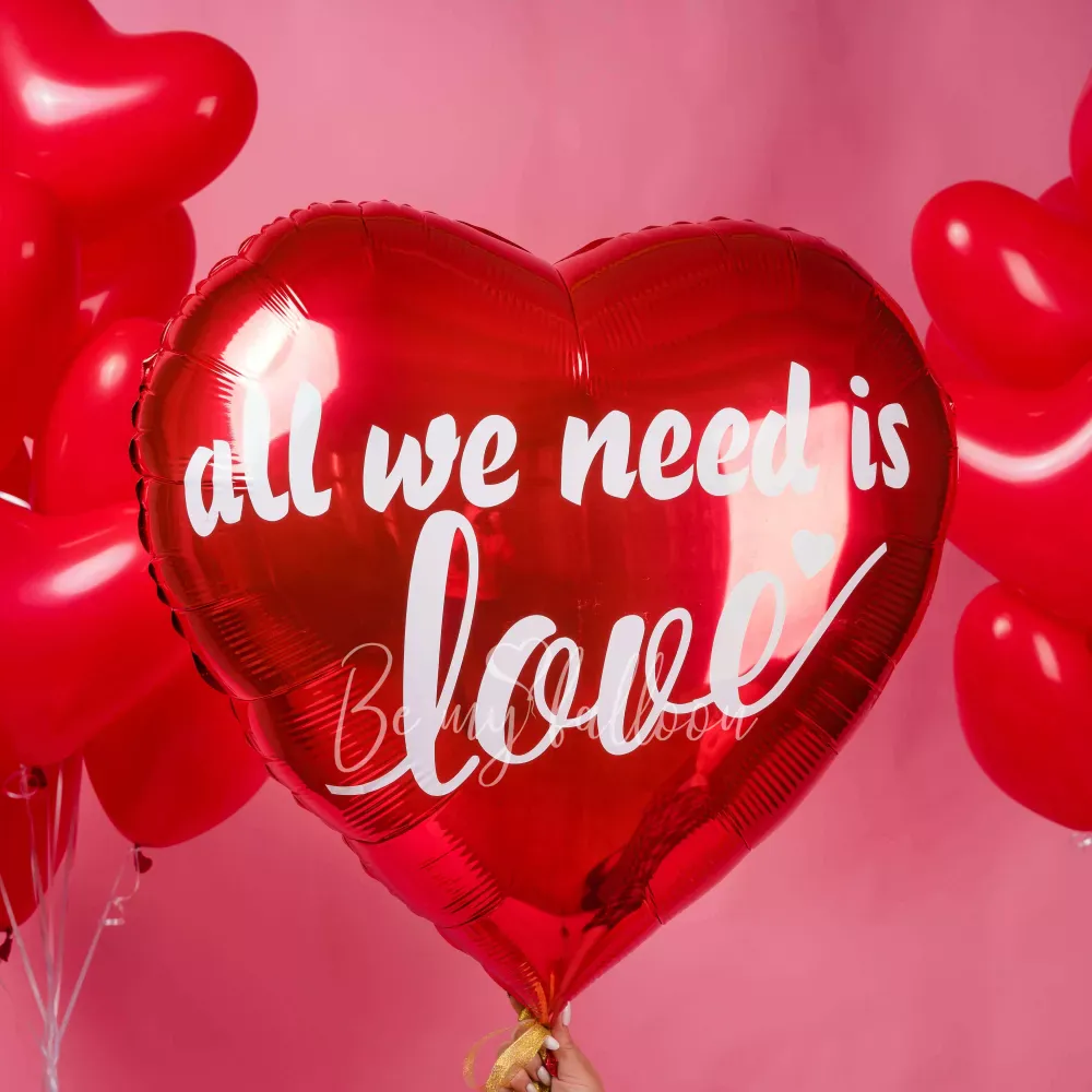 All we need is love with foil hearts balloon bouquet bundle 