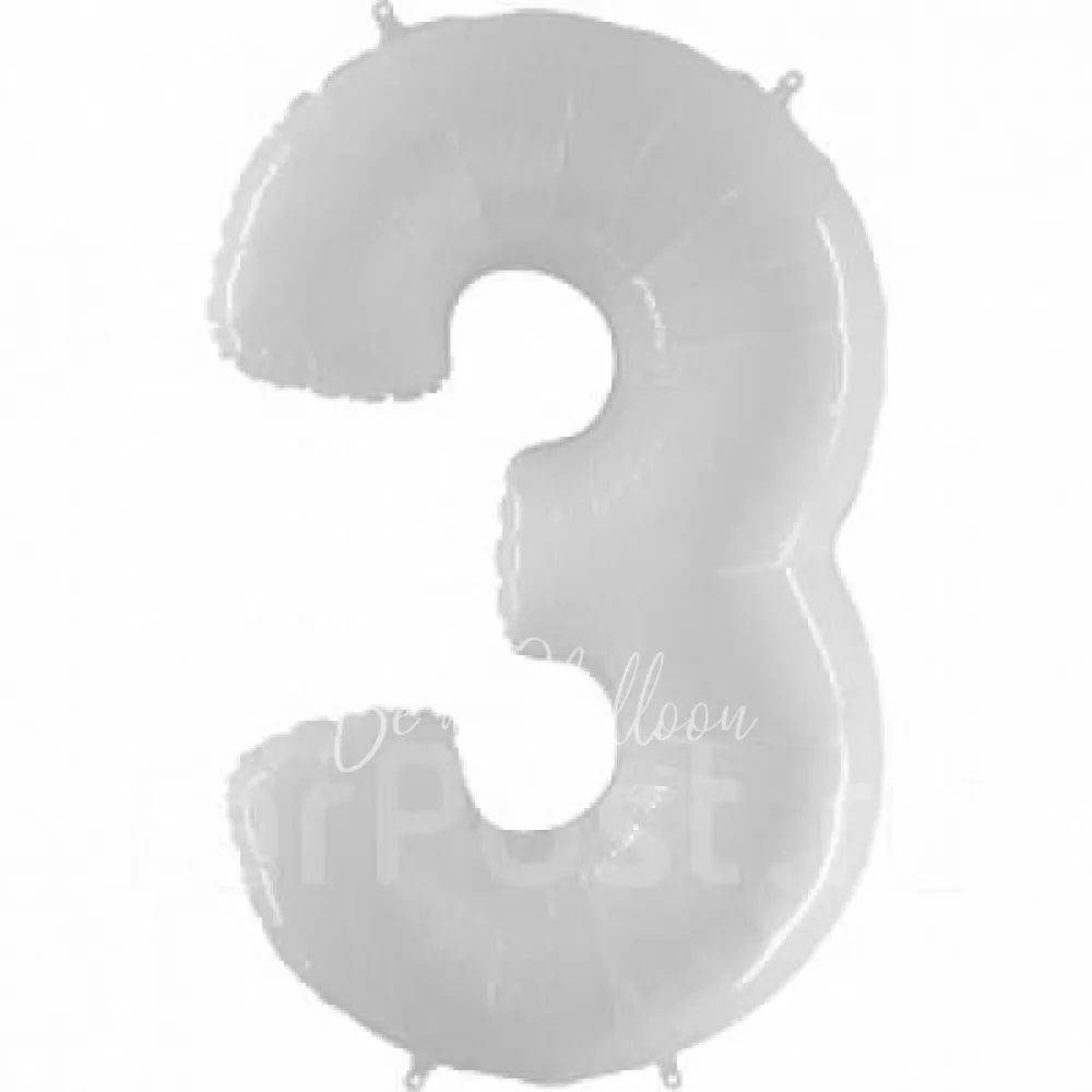 40" Foil numbers 3 White Flex Metal