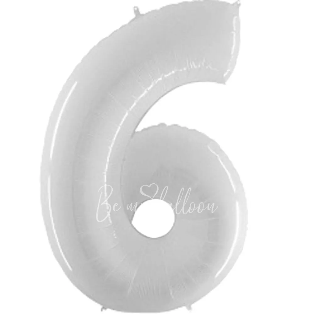 40" Foil numbers 6 White Flex Metal