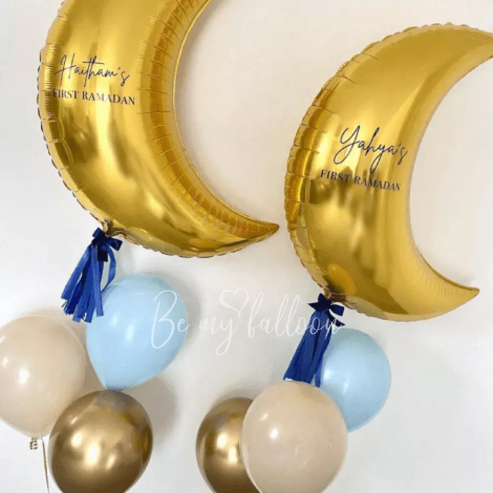 Gold foil crescent 32” with inscription