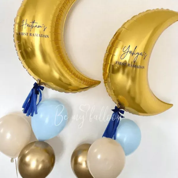 Gold foil crescent 32” with inscription