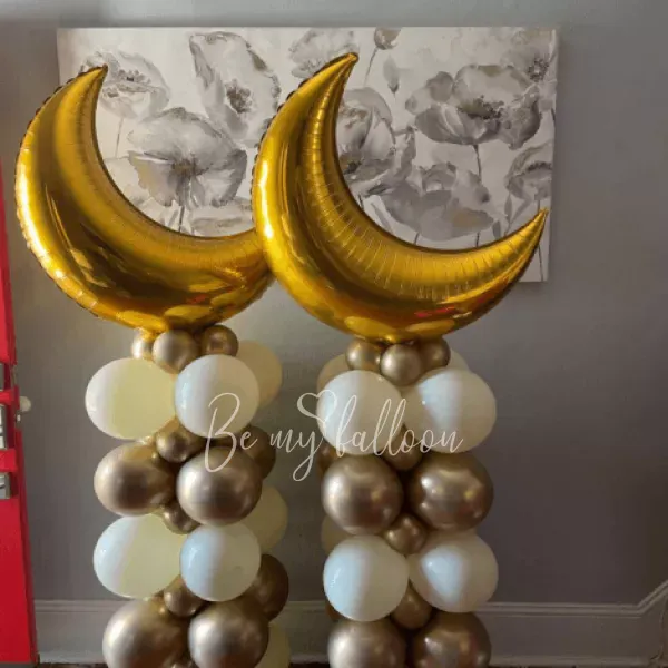 Set of air pillars with golden crescents